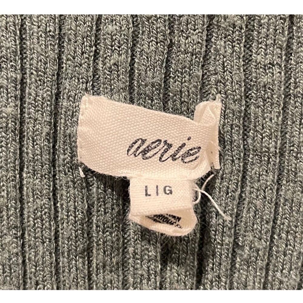 AERIE Ribbed Button Down Green Cardigan - Picture 2 of 3